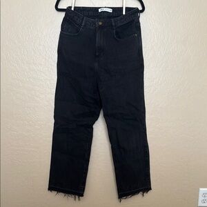 Black Denim Jeans with Frayed Hem